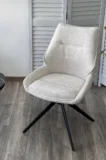 Стул ОЛАФ (OLAF) 360 град. поворот. RAVEN22 Бежево-белый, ткань / Черный, ®DISAUR