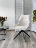 Стул ОЛАФ (OLAF) 360 град. поворот. RAVEN22 Бежево-белый, ткань / Черный, ®DISAUR