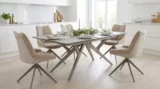 Стол КОСТА (COSTA) 180 ТРАВЕРТИН (MATTE SPANISH TRAVERTINE) керамика/ Латте / Орех натур, ®DISAUR