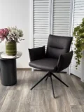 Стул ДИН (DEAN) 360 град.поворот. цвет ТЕМНО-СЕРЫЙ, экокожа Maison 99# / Черный, ®DISAUR