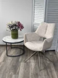 Стул ДАВЕН (DAVEN) 360 град, цвет КРЕМОВЫЙ RIELY-111 / G1038-101, ткань / ЛАТТЕ каркас, ®DISAUR