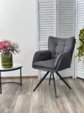 Стул ОРТЕГА (ORTEGA) 180 град.поворот.Темно-серый Brego-16, ткань/ Maison 95, PU/Черный, ®DISAUR
