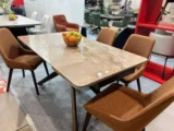 Стол ЭДЕР (EDER) 160 цвет АМБЕР ЖАДЕ (GLOSS AMBER JADE SOLID CERAMIC) / ОРЕХ, ®DISAUR