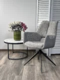 Стул ДАВЕН (DAVEN) 360 град, цвет СЕРЫЙ RIELY-450 / G1038-04 , ткань /ТЕМНО-СЕРЫЙ каркас, ®DISAUR