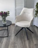 Стул ОВЕ (OVE) 360 град. поворот. RAVEN22 Бежево-белый, ткань / Черный, ®DISAUR