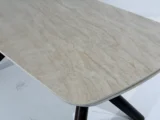 Стол КИРАН (KIRAN) 180 БЕЖЕВЫЙ МРАМОР (MATTE SICILY BEIGE SOLID CERAMIC) / Орех темный, ®DISAUR