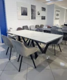 Стол РИЕТИ (RIETI) 200 цвет KL-99 Белый мрамор матовый, итальянская керамика / ЧЕРНЫЙ, ®DISAUR