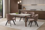 Стол ЭЗМИР (ESMIR) 180 цвет АРАБЕСКАТО (MATTE ARABESCATO SOLID CERAMIC) / ОРЕХ, ®DISAUR