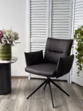 Стул ДИН (DEAN) 360 град.поворот. цвет ТЕМНО-СЕРЫЙ, экокожа Maison 99# / Черный, ®DISAUR