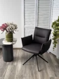 Стул ДИН (DEAN) 360 град.поворот. цвет ТЕМНО-СЕРЫЙ, экокожа Maison 99# / Черный, ®DISAUR