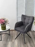 Стул ОРТЕГА (ORTEGA) 180 град.поворот.Темно-серый Brego-16, ткань/ Maison 95, PU/Черный, ®DISAUR
