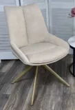 Стул ОСКАР (OSKAR) 360 град, цвет КРЕМОВЫЙ (RIELY-111/PRESENT-120), ткань / ШАМПАНЬ каркас, ®DISAUR