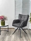 Стул ОРТЕГА (ORTEGA) 180 град.поворот.Темно-серый Brego-16, ткань/ Maison 95, PU/Черный, ®DISAUR