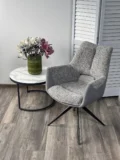 Стул ДАВЕН (DAVEN) 360 град, цвет СЕРЫЙ RIELY-450 / G1038-04 , ткань /ТЕМНО-СЕРЫЙ каркас, ®DISAUR
