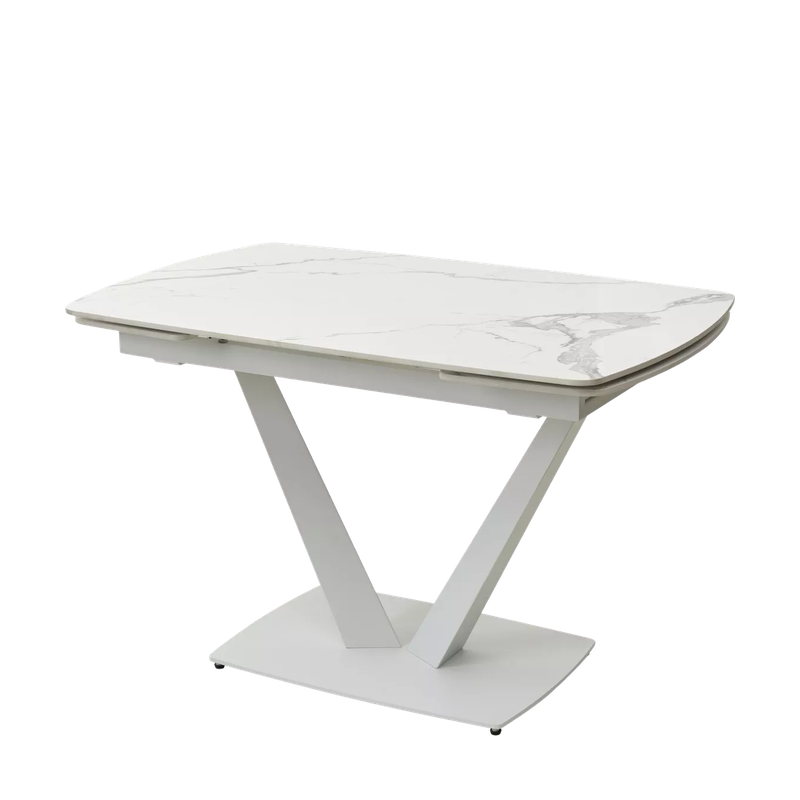 Стол АЛАТРИ (ALATRI) 120 цвет БЕЛЫЙ МРАМОР ГЛЯНЦ. (GLOSS STATUARIO WHITE), керамика / БЕЛЫЙ, ®DISAUR