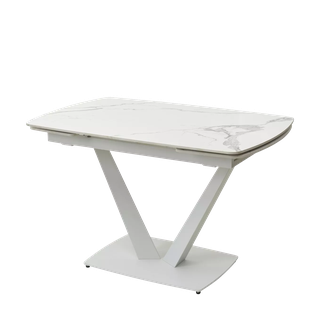 Стол АЛАТРИ (ALATRI) 120 цвет БЕЛЫЙ МРАМОР ГЛЯНЦ. (GLOSS STATUARIO WHITE), керамика / БЕЛЫЙ, ®DISAUR