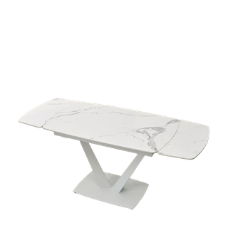 Стол АЛАТРИ (ALATRI) 120 цвет БЕЛЫЙ МРАМОР ГЛЯНЦ. (GLOSS STATUARIO WHITE), керамика / БЕЛЫЙ, ®DISAUR