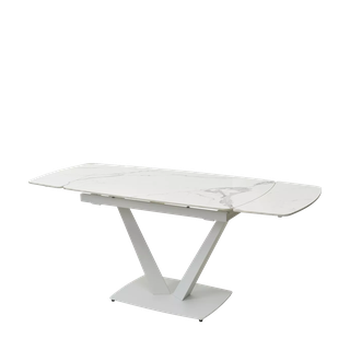 Стол АЛАТРИ (ALATRI) 120 цвет БЕЛЫЙ МРАМОР ГЛЯНЦ. (GLOSS STATUARIO WHITE), керамика / БЕЛЫЙ, ®DISAUR