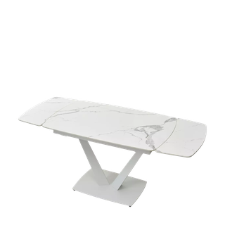 Стол АЛАТРИ (ALATRI) 120 цвет БЕЛЫЙ МРАМОР ГЛЯНЦ. (GLOSS STATUARIO WHITE), керамика / БЕЛЫЙ, ®DISAUR