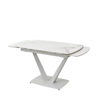 Стол АЛАТРИ (ALATRI) 120 цвет БЕЛЫЙ МРАМОР ГЛЯНЦ. (GLOSS STATUARIO WHITE), керамика / БЕЛЫЙ, ®DISAUR