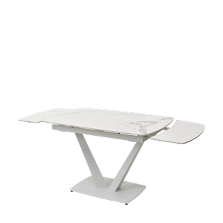 Стол АЛАТРИ (ALATRI) 120 цвет БЕЛЫЙ МРАМОР ГЛЯНЦ. (GLOSS STATUARIO WHITE), керамика / БЕЛЫЙ, ®DISAUR