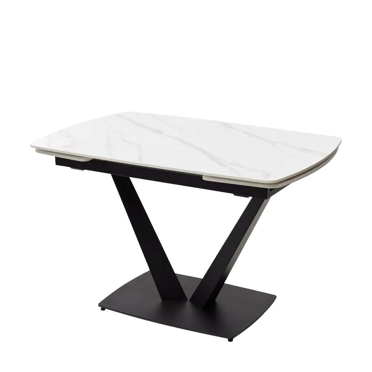 Стол АЛАТРИ (ALATRI) 120 цвет БЕЛЫЙ МРАМОР МАТОВЫЙ (MATT WHITE MARBLE) керамика / ЧЕРНЫЙ, ®DISAUR