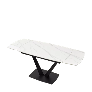 Стол АЛАТРИ (ALATRI) 120 цвет БЕЛЫЙ МРАМОР МАТОВЫЙ (MATT WHITE MARBLE) керамика / ЧЕРНЫЙ, ®DISAUR
