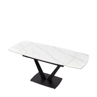 Стол АЛАТРИ (ALATRI) 120 цвет БЕЛЫЙ МРАМОР МАТОВЫЙ (MATT WHITE MARBLE) керамика / ЧЕРНЫЙ, ®DISAUR