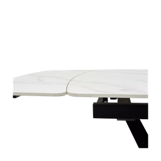 Стол АЛАТРИ (ALATRI) 120 цвет БЕЛЫЙ МРАМОР МАТОВЫЙ (MATT WHITE MARBLE) керамика / ЧЕРНЫЙ, ®DISAUR