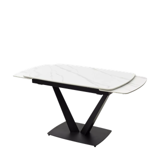 Стол АЛАТРИ (ALATRI) 120 цвет БЕЛЫЙ МРАМОР МАТОВЫЙ (MATT WHITE MARBLE) керамика / ЧЕРНЫЙ, ®DISAUR
