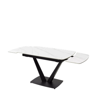 Стол АЛАТРИ (ALATRI) 120 цвет БЕЛЫЙ МРАМОР МАТОВЫЙ (MATT WHITE MARBLE) керамика / ЧЕРНЫЙ, ®DISAUR