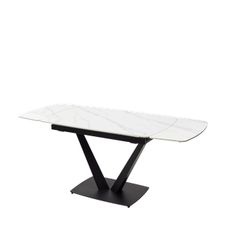 Стол АЛАТРИ (ALATRI) 120 цвет БЕЛЫЙ МРАМОР МАТОВЫЙ (MATT WHITE MARBLE) керамика / ЧЕРНЫЙ, ®DISAUR
