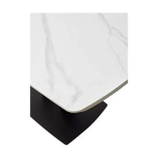 Стол АЛАТРИ (ALATRI) 120 цвет БЕЛЫЙ МРАМОР МАТОВЫЙ (MATT WHITE MARBLE) керамика / ЧЕРНЫЙ, ®DISAUR