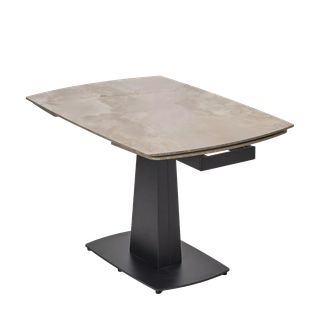 Стол БАЛД (BALDE) 120 цвет АМБЕР ЖАДЕ ГЛЯНЦЕВЫЙ (GLOSS AMBER JADE SOLID CERAMIC) / ЧЕРНЫЙ, ®DISAUR