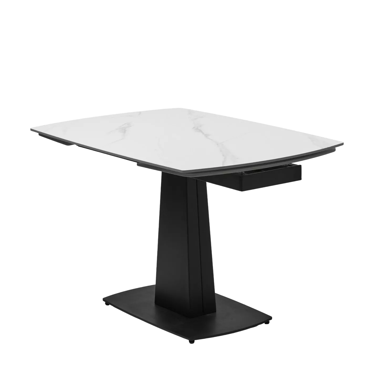 Стол БАЛД (BALDE) 140 цвет БЕЛЫЙ МРАМОР МАТОВЫЙ (MATT WHITE MARBLE SOLID CERAMIC) / ЧЕРНЫЙ, ®DISAUR