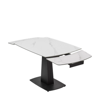 Стол БАЛД (BALDE) 140 цвет БЕЛЫЙ МРАМОР МАТОВЫЙ (MATT WHITE MARBLE SOLID CERAMIC) / ЧЕРНЫЙ, ®DISAUR