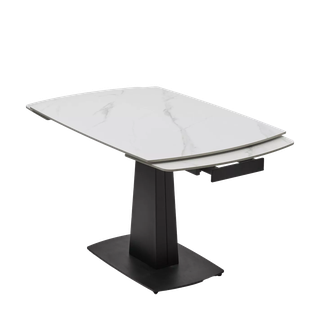 Стол БАЛД (BALDE) 140 цвет БЕЛЫЙ МРАМОР МАТОВЫЙ (MATT WHITE MARBLE SOLID CERAMIC) / ЧЕРНЫЙ, ®DISAUR