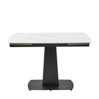 Стол БАЛД (BALDE) 140 цвет БЕЛЫЙ МРАМОР МАТОВЫЙ (MATT WHITE MARBLE SOLID CERAMIC) / ЧЕРНЫЙ, ®DISAUR