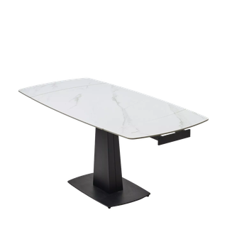 Стол БАЛД (BALDE) 140 цвет БЕЛЫЙ МРАМОР МАТОВЫЙ (MATT WHITE MARBLE SOLID CERAMIC) / ЧЕРНЫЙ, ®DISAUR