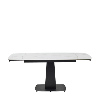 Стол БАЛД (BALDE) 140 цвет БЕЛЫЙ МРАМОР МАТОВЫЙ (MATT WHITE MARBLE SOLID CERAMIC) / ЧЕРНЫЙ, ®DISAUR