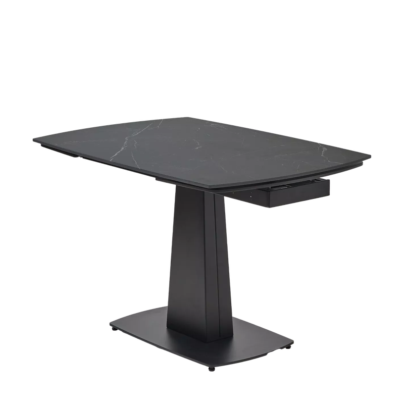 Стол БАЛД (BALDE) 140 цвет ЧЕРНЫЙ МРАМОР МАТОВЫЙ (MATT BLACK MARBLE SOLID CERAMIC )/ ЧЕРНЫЙ, ®DISAUR