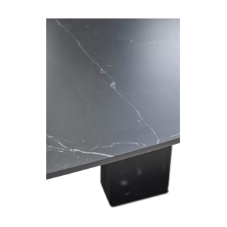 Стол БАЛД (BALDE) 140 цвет ЧЕРНЫЙ МРАМОР МАТОВЫЙ (MATT BLACK MARBLE SOLID CERAMIC )/ ЧЕРНЫЙ, ®DISAUR
