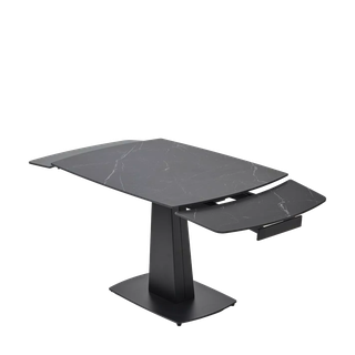 Стол БАЛД (BALDE) 140 цвет ЧЕРНЫЙ МРАМОР МАТОВЫЙ (MATT BLACK MARBLE SOLID CERAMIC )/ ЧЕРНЫЙ, ®DISAUR