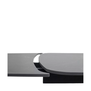 Стол БЛАНКО (BLANCO) 160 цвет ЧЕРНЫЙ МРАМОР МАТОВЫЙ (MATT BLACK MARBLE SOLID CERAMIC / ОРЕХ, ®DISAUR