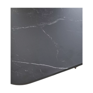 Стол БЛАНКО (BLANCO) 160 цвет ЧЕРНЫЙ МРАМОР МАТОВЫЙ (MATT BLACK MARBLE SOLID CERAMIC / ОРЕХ, ®DISAUR