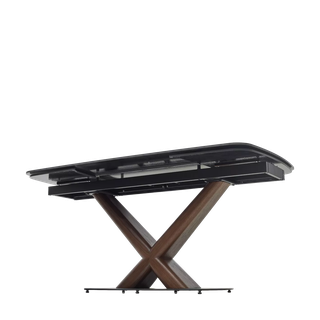 Стол БЛАНКО (BLANCO) 160 цвет ЧЕРНЫЙ МРАМОР МАТОВЫЙ (MATT BLACK MARBLE SOLID CERAMIC / ОРЕХ, ®DISAUR