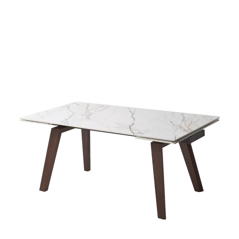 Стол БЭТИС (BETIS) 180 цвет Мрамор (MATTE GILDED WHITE SOLID CERAMIC) / Орех (WALNUT), ®DISAUR