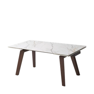 Стол БЭТИС (BETIS) 180 цвет Мрамор (MATTE GILDED WHITE SOLID CERAMIC) / Орех (WALNUT), ®DISAUR