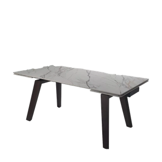 Стол БЭТИС (BETIS) 180 цвет Мрамор (MATTE GILDED WHITE SOLID CERAMIC) / Орех (WALNUT), ®DISAUR