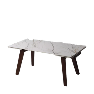 Стол БЭТИС (BETIS) 180 цвет Мрамор (MATTE GILDED WHITE SOLID CERAMIC) / Орех (WALNUT), ®DISAUR